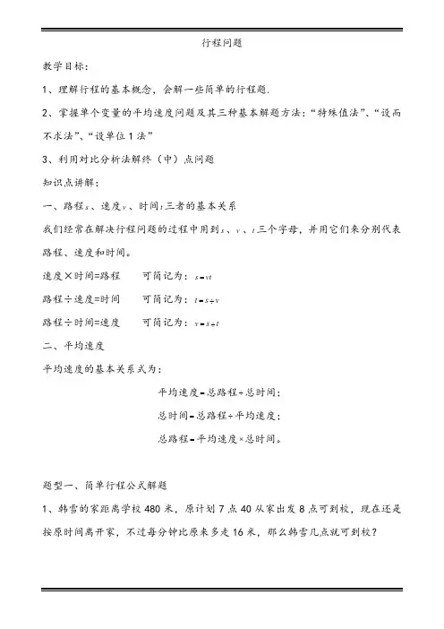 小学奥数---行程问题