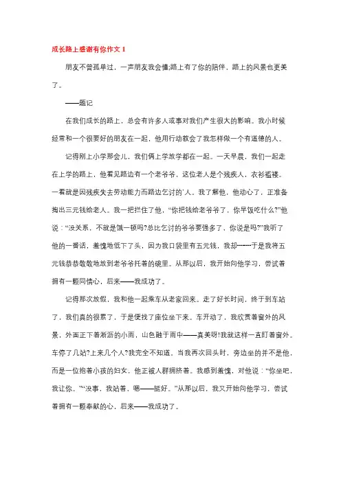 成长中感谢有你与我同行作文