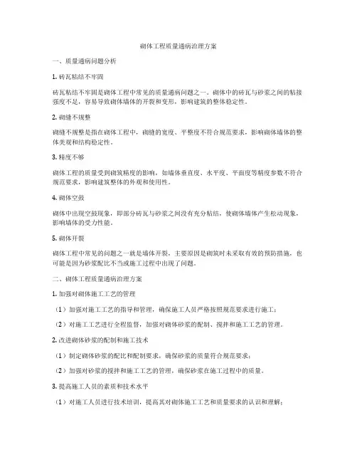 砌体工程质量通病治理方案