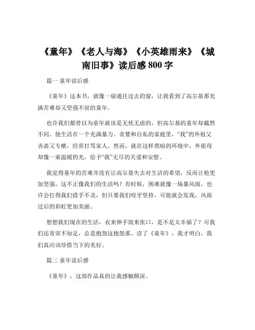 《童年》《老人与海》《小英雄雨来》《城南旧事》读后感800字