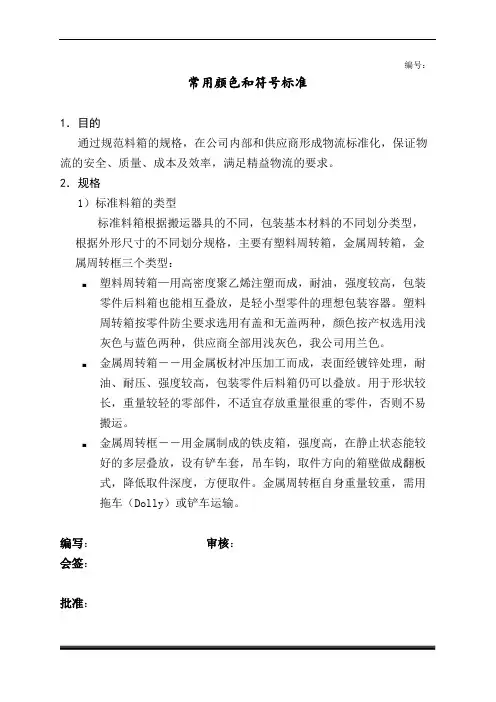 装箱常用颜色和符号标准