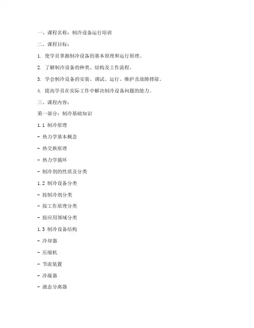 制冷设备运行培训课件模板