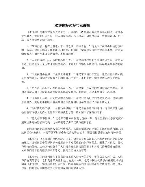 水浒传好词好句及感受