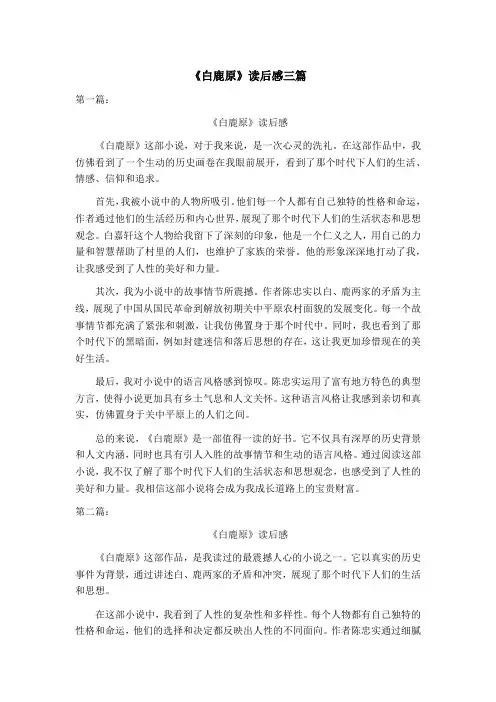白鹿原读后感800字