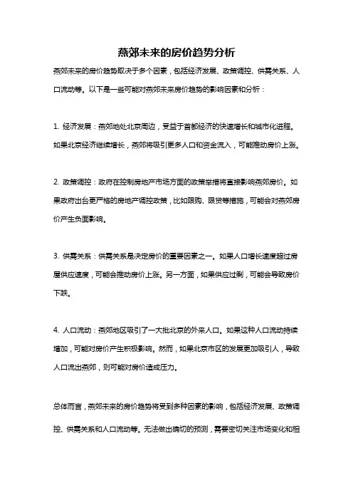 燕郊未来的房价趋势分析