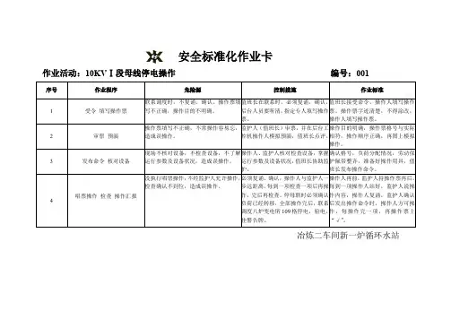 安全标准化作业卡新1炉