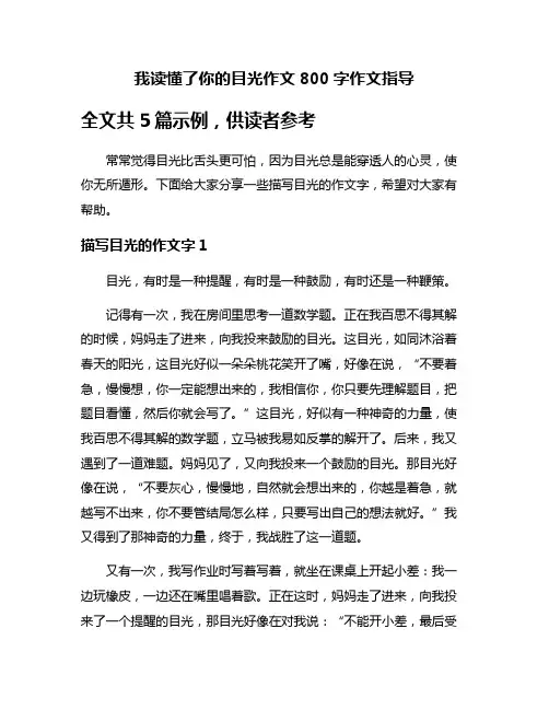 我读懂了你的目光作文800字作文指导