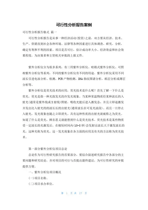 可行性分析报告案例