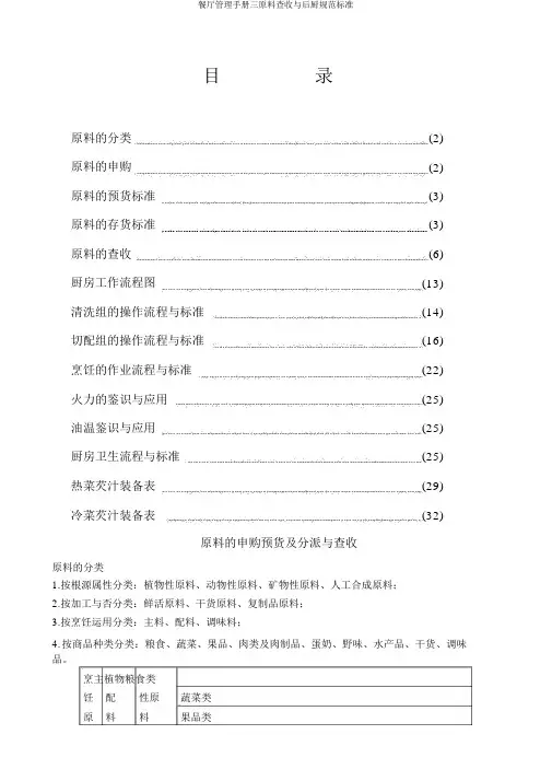 餐厅管理手册三原料验收与后厨规范标准