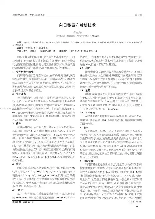 向日葵高产栽培技术