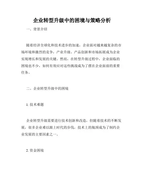 企业转型升级中的困境与策略分析