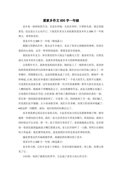 爱家乡作文600字一年级