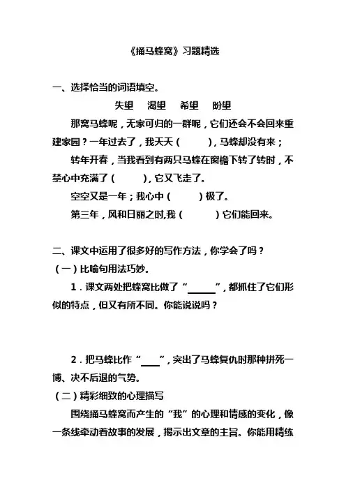 《捅马蜂窝》习题精选