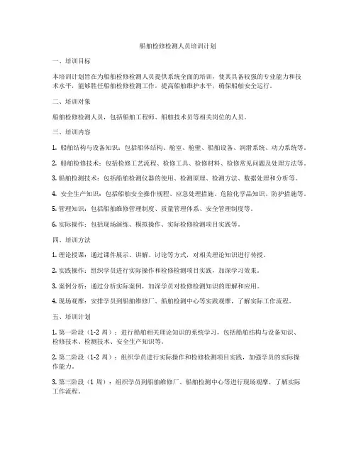 船舶检修检测人员培训计划