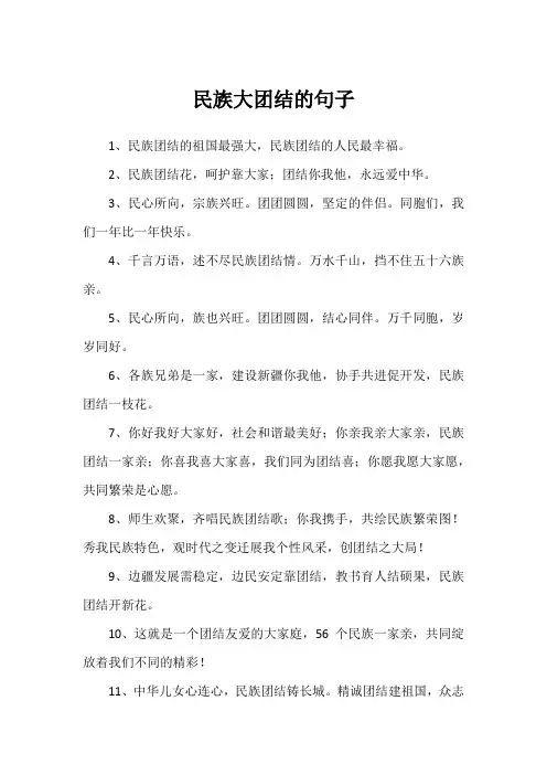 民族大团结的句子