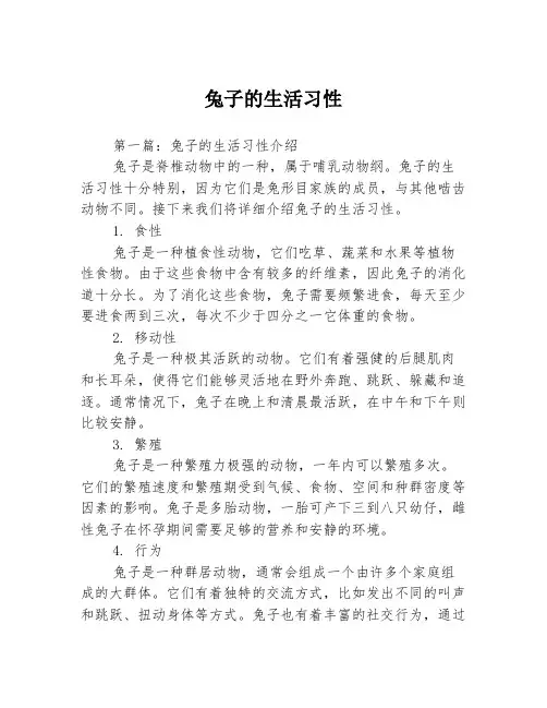 兔子的生活习性