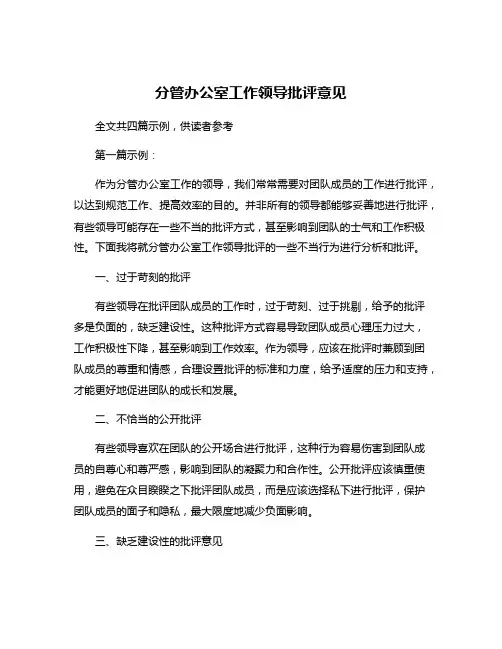 分管办公室工作领导批评意见