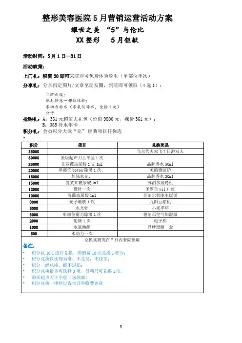 整形美容医院5月营销运营活动方案