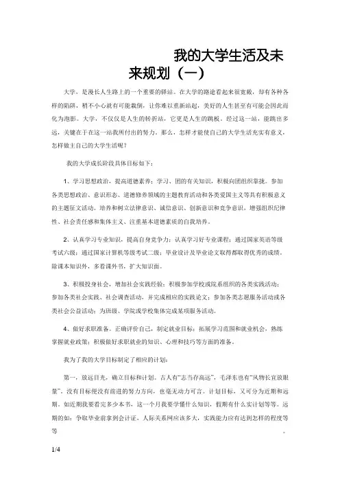 我的大学生活及未来规划