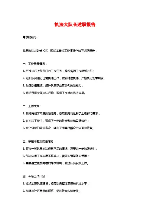 执法大队长述职报告