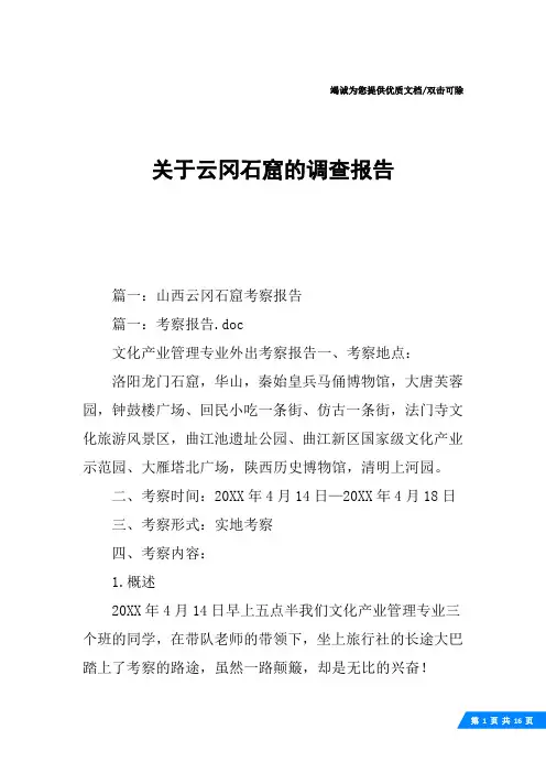 关于云冈石窟的调查报告