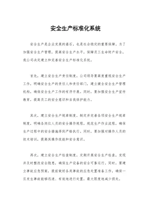 安全生产标准化系统