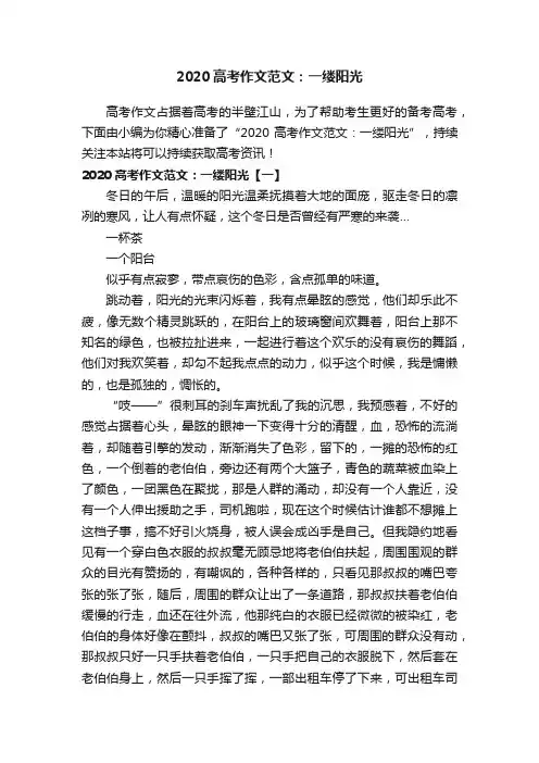 2020高考作文范文：一缕阳光