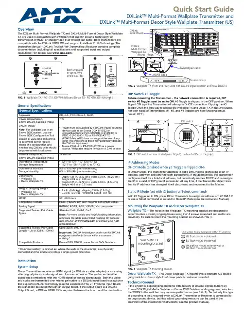 AMX DXLink Multi-Format Wallplate Transmitter 用户手册