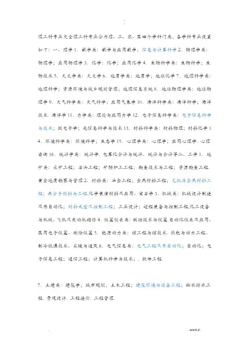 理工科专业大全