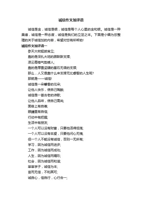 诚信作文加评语