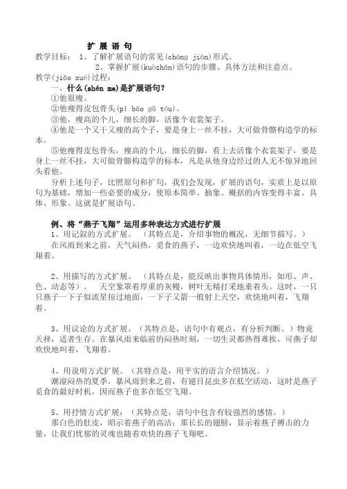 扩展语句教案(精)