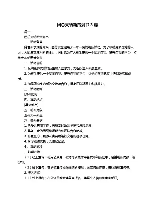 团总支纳新策划书3篇