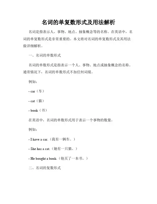 名词的单复数形式及用法解析