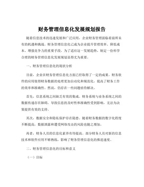 财务管理信息化发展规划报告