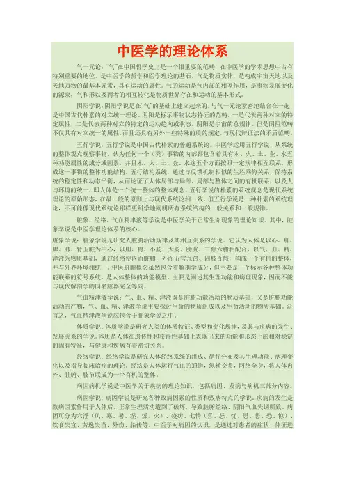 中医学的理论体系