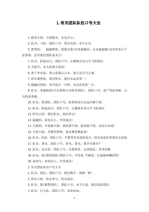 有关团队队伍口号大全(最新)
