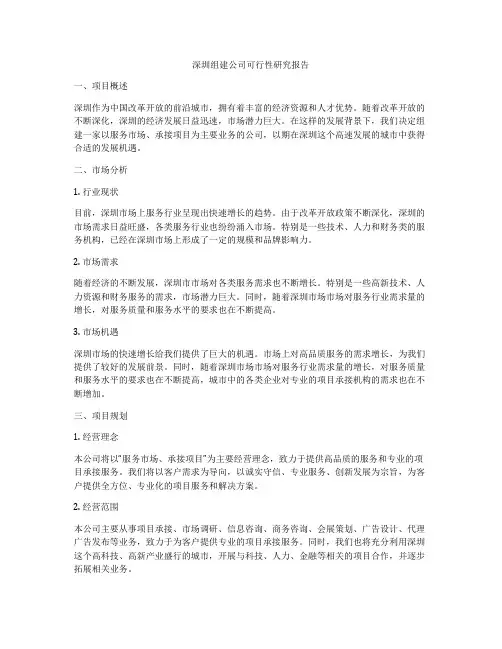 深圳组建公司可行性研究报告