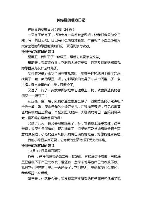 种绿豆的观察日记（通用24篇）