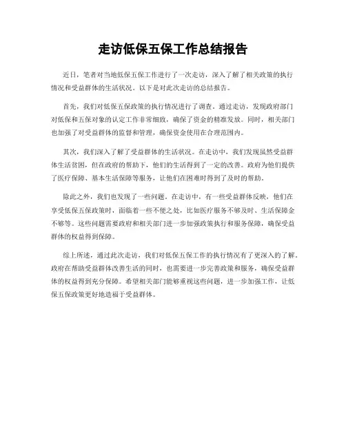 走访低保五保工作总结报告