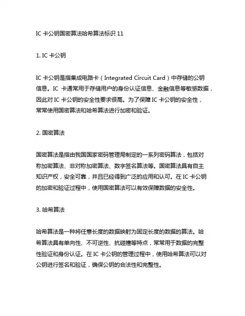 ic卡公钥国密算法哈希算法标识11