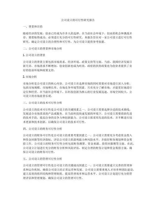 公司设立的可行性研究报告