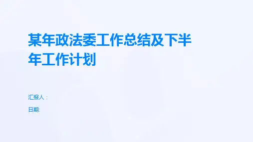 某年政法委工作总结及下半年工作计划