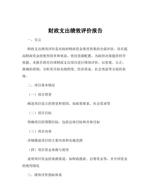 财政支出绩效评价报告