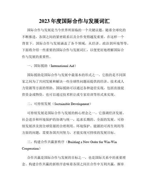 2023年度国际合作与发展词汇