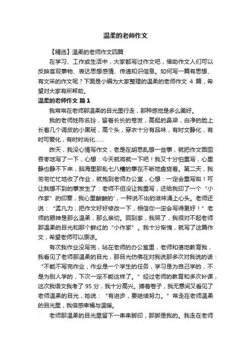 【精选】温柔的老师作文四篇