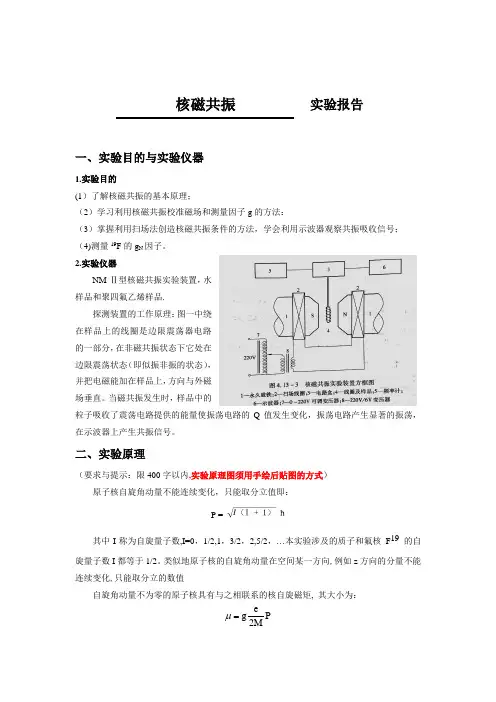核磁共振实验报告【范本模板】