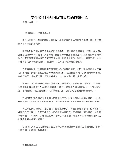 学生关注国内国际事实后的感想作文