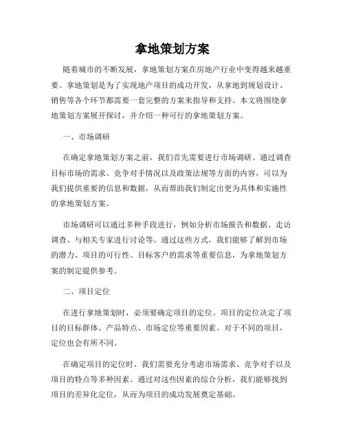 拿地策划方案