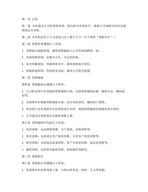 企业预算管理章程模板