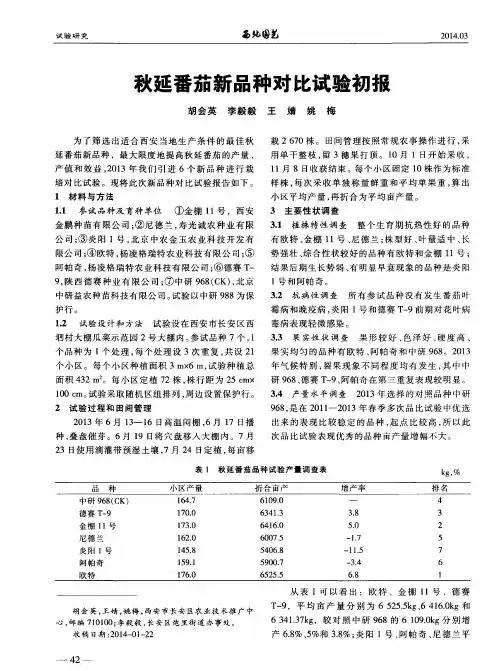 秋延番茄新品种对比试验初报